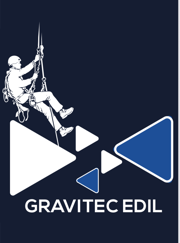 GraviTec Edil — tecnico su fune con monogramma del brand